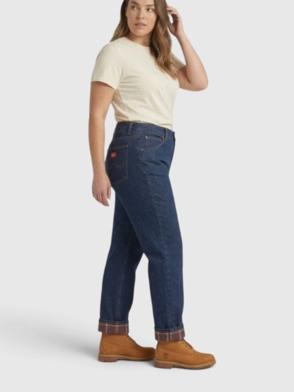 Dickies Flannel Lined Jeans 14 Regular | Women's Dark Wash Red Plaid Lined Denim